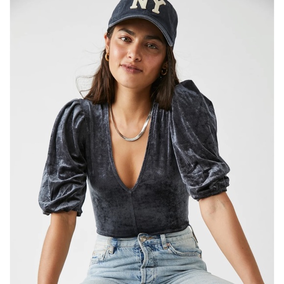 Free People Dont You Wish Velvet Bodysuit In Sunflower Seed. - Picture 5 of 13